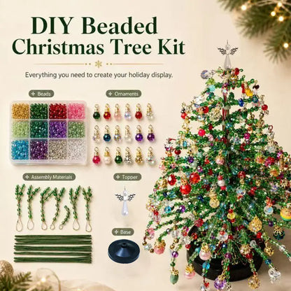 DIY beaded seasonal tabletop tree kit with included craft components