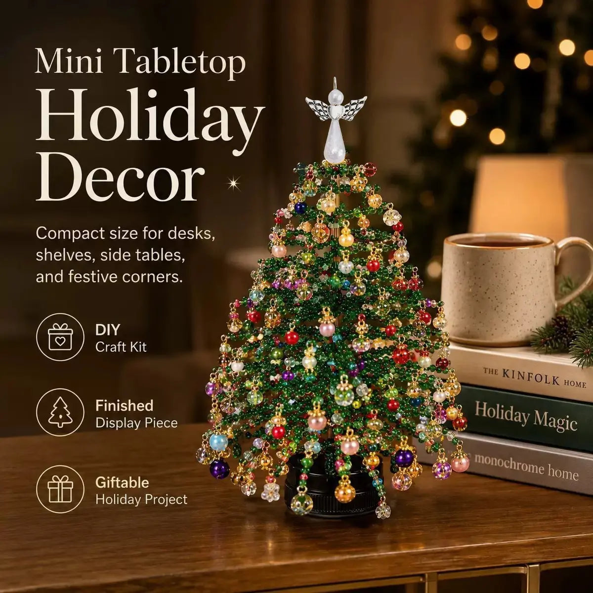 DIY beaded tabletop tree kit - Classic Christmas style