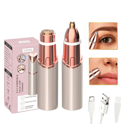 QANVA 2-in-1 eyebrow and facial hair trimmer set
