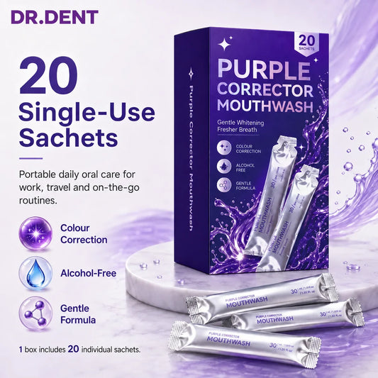 DR.DENT Purple Corrector Mouthwash with 20 single-use sachets
