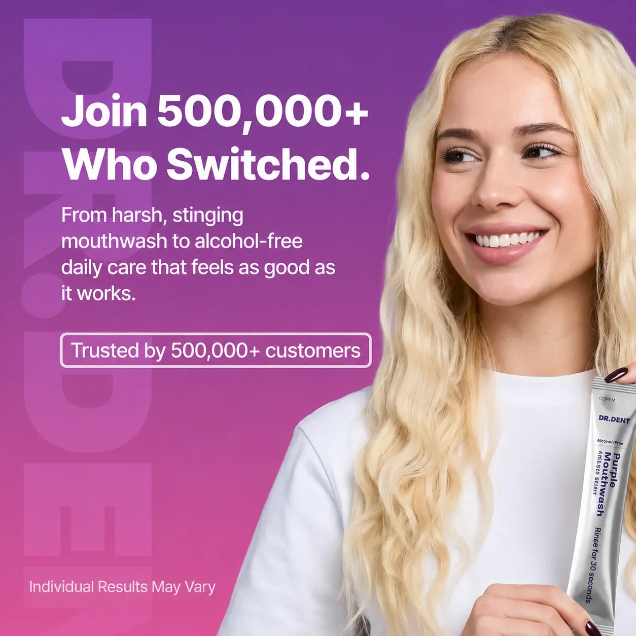 DR.DENT Purple Corrector Mouthwash lifestyle image