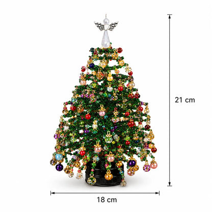 Finished classic beaded tree shown at approximately 21 by 18 centimeters