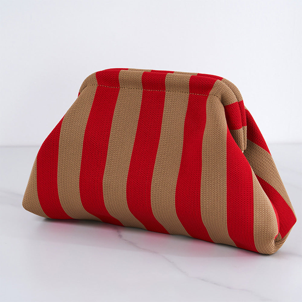 Striped makeup bag in red & gold