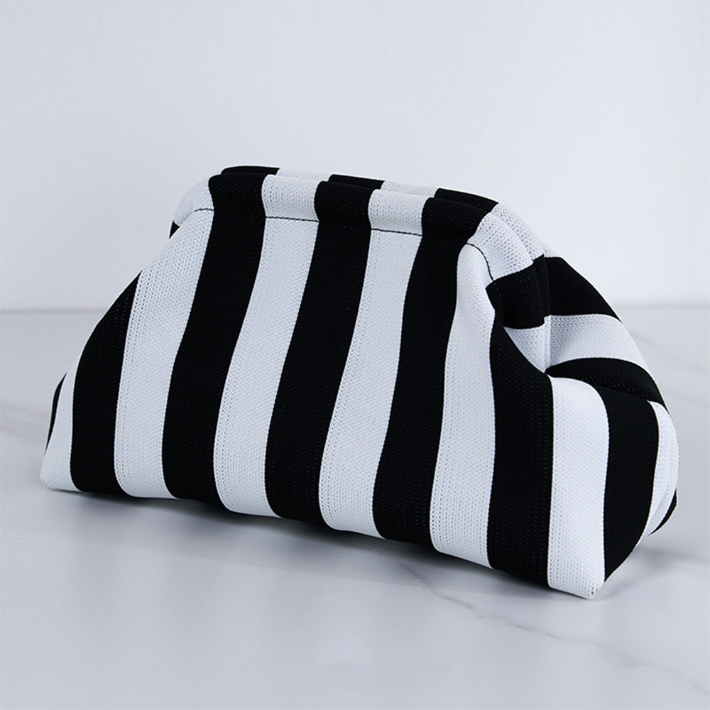 Striped makeup bag in white & black