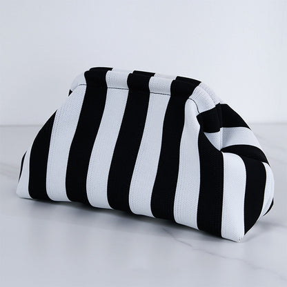 Striped makeup bag in white & black