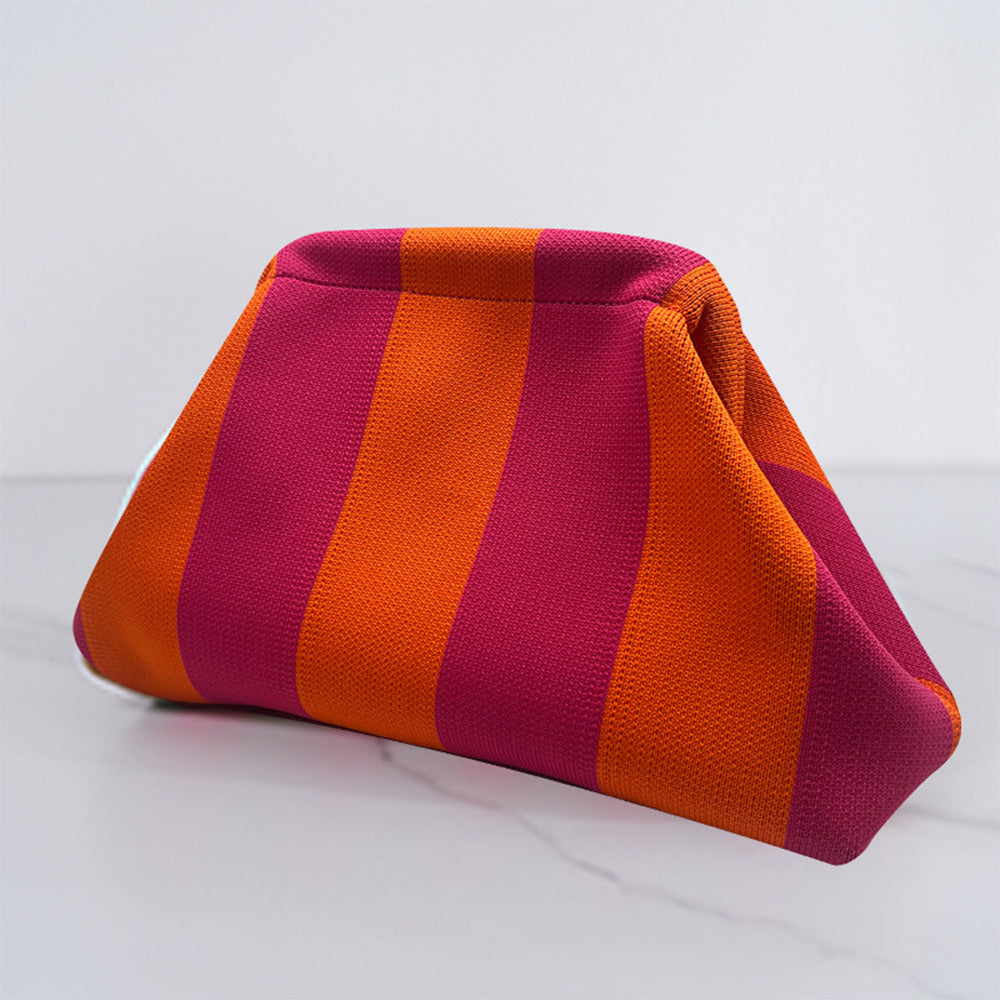Striped makeup bag in purple & orange