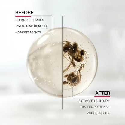 Before and after illustration of oral buildup binding formula
