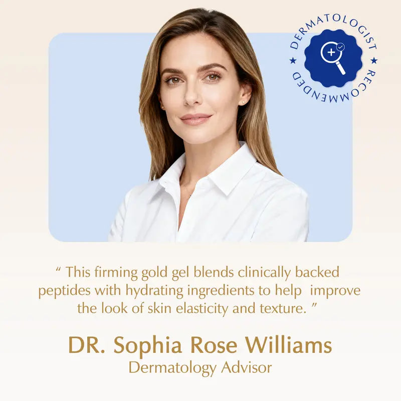 Cryo Thermo Firming Gold Gel dermatologist-themed product graphic