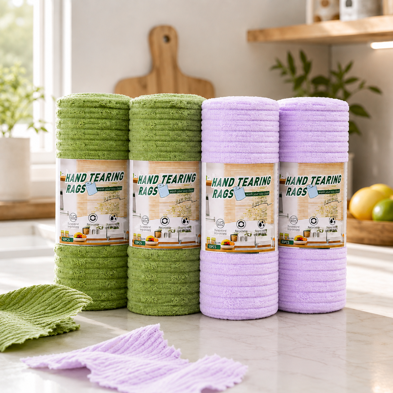Reusable Tearable Cleaning Cloth Roll