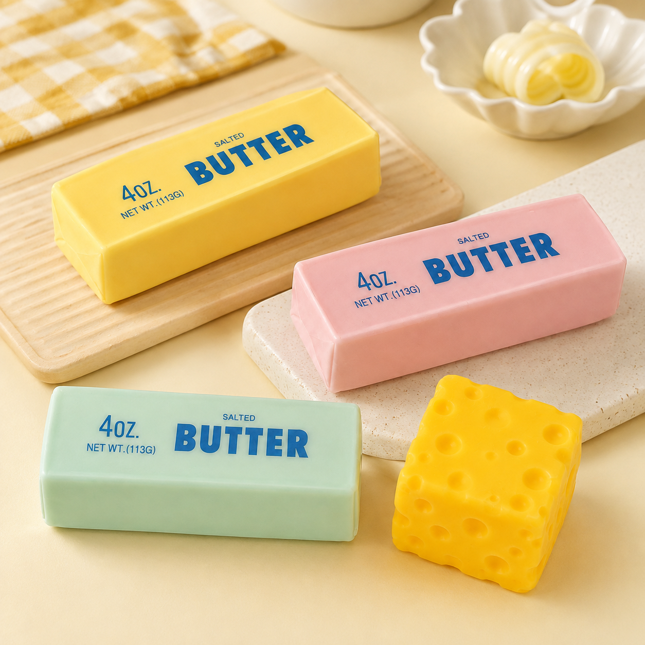 Butter & Cheese Squishy Fidget Toy Set