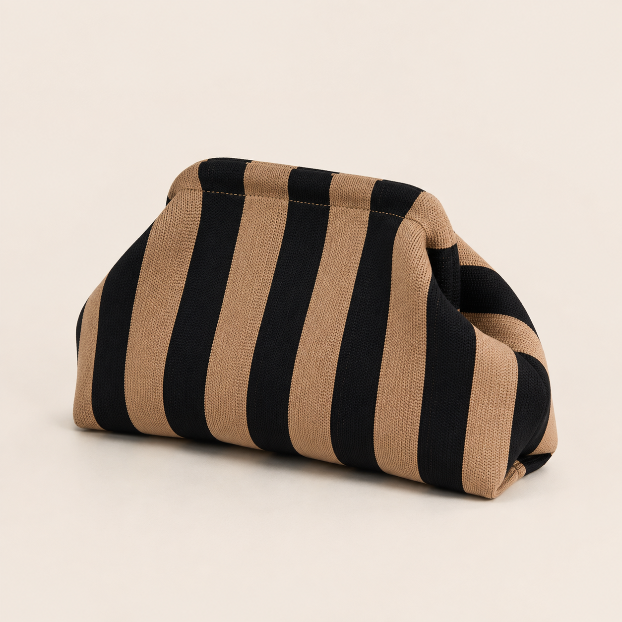 Black and gold stripe makeup bag product view
