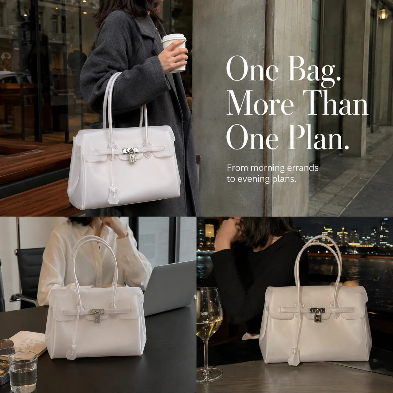 White Jelly Tote from morning to evening