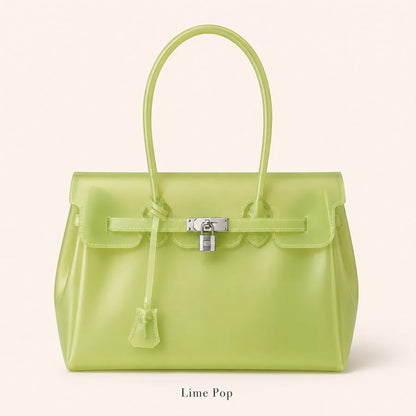 Translucent Jelly Tote Bag - Lime Pop