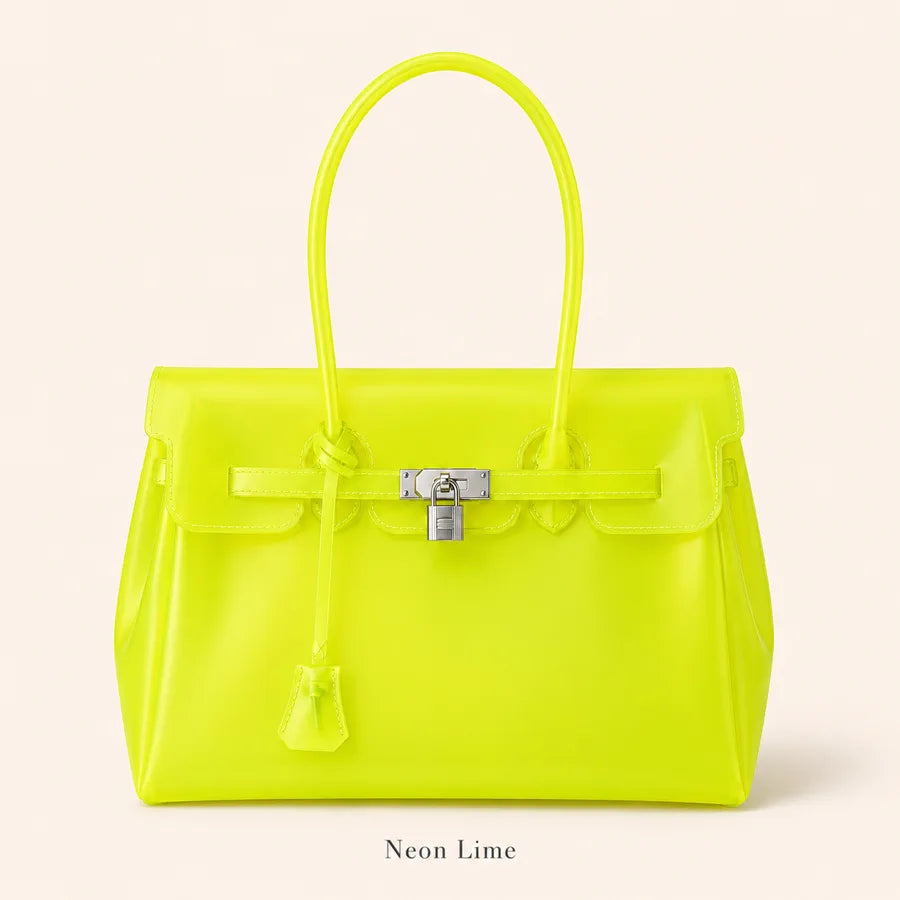 Translucent Jelly Tote Bag - Neon Lime