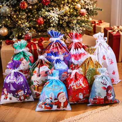 Festive gift bag assortment for Christmas treats and small presents